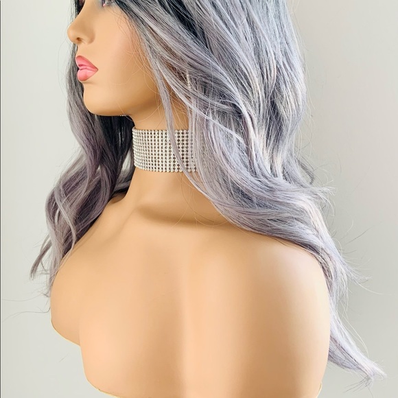 22” Ombre Lilac Premium Fiber Lace Front Wig - Picture 5 of 11